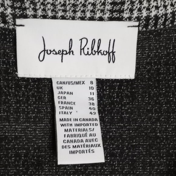 Joseph Ribkoff Women's Black/White Check Sleeveless V-Neck Shift Dress Size 8 - Picture 7 of 7
